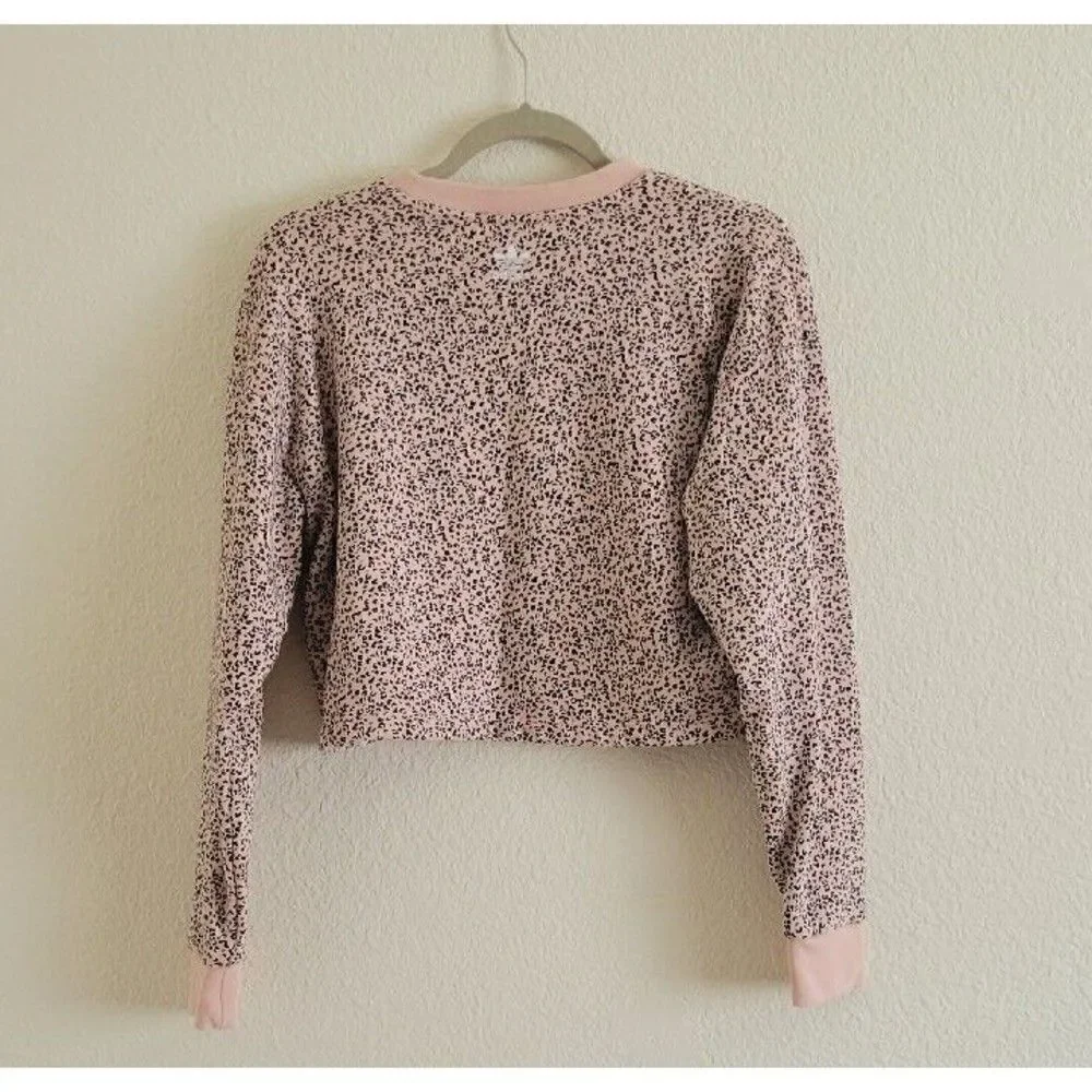 ADIDAS X HER Studio London Pink Leopard Print Crop Sweatshirt Women's Size XS